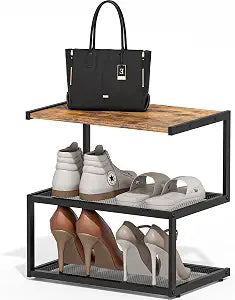 3 Tier Shoe Rack for Entryway, 5-Shaped Compact Shoe Shelf