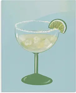 Margarita Glass Blue Cocktail, 16 x 20 Inch Canvas Wall Art