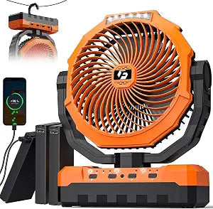 36000mAh Camping Fan, Detachable Battery Powered Portable Fan Rechargeable