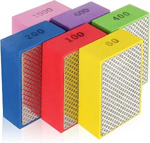 6 Pack Diamond Hand Polishing Pads, 60-1000 Grit Diamond Sanding Pads