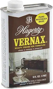 Hagerty Vernax Furniture & Leather Polish Beeswax Cream for Wood, Leather & Gilt Frames | Restores Natural Oils & Protects Finishes | Museum-Quality Care at Home | Made in USA, 16 oz