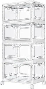 Kmiectse Clear Storage Bins with Lids - 4 Tier 23qt Plastic Stackable Bins