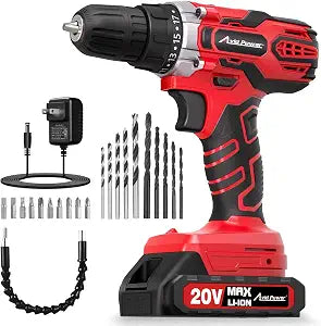 AVID POWER 20V Cordless Drill Set with Battery & Charger for Home DIY-Red