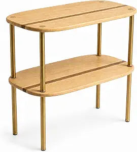 Ibyx Stackable Shelves Organizer for Kitchen, Set of 2, Bamboo, Natural