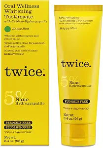 Twice Hydroxyapatite Whitening Toothpaste, Happy Mint, 3.4 oz