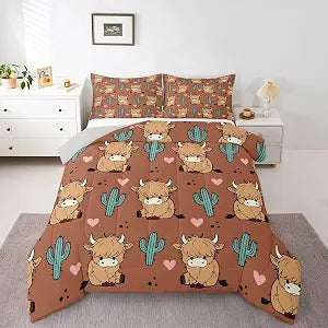 Erosebridal Kawaii Highland Comforter Set Cow Bedding Set Full Size