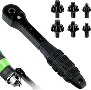 Mcbazel 3-in-1 Ratchet Drill Chuck Key Wrench with 2 Sets Sockets, Universal Magnetic Ratcheting Chuck Spanner, Replacement Tool for Drill, Compatible with Most Electric Drills and Power Tools