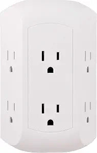 GE Surge Protector Outlet Extender, 6 Outlet (Wide Spaced), Side Access