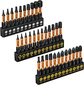 2 Inch Magnetic Anti Slip Impact Screwdriver Bits Set, Mixed 34-Piece Insert S2 Steel Driver Dit Set with CNC Machined Tips for Power Drill
