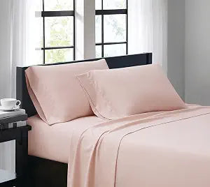 TRULY SOFT Everyday Sheet Set Blush Polyester 4-Piece Queen Sheet Set, Solid Color Themed, Adult Bedding, Oeko-TEX Certified