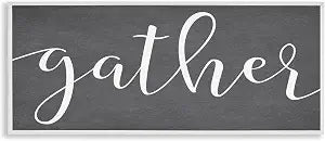 Rustic Family Gather Cursive Sign, 13 x 30 Inch Framed Gicle Print