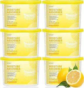 CLEVAST Moisture Absorber Boxes 6 Pack, 12 Oz Dehumidifier for Closet & Bathroom, Humidity Absorber for Wardrobe, Bedroom, RV & Car, Moisture Control, Lemon Scented