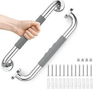 opove 16" Grab Bars for Shower and Bathroom, Anti-Slip Shower Handles for Elderly, Seniors, Handicap & Pregnant Women, Gray (2 Pack)
