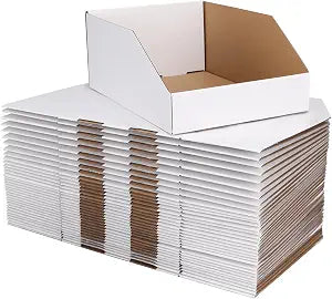 ZBEIVAN Cardboard Storage Bins Boxes 35 Packs 12x8x4.5 Inches, Easy Assembly Pantry Organizer Bins for Shelf, White