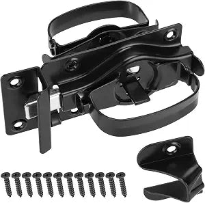 Gate Door Latch, Dual-Sided Operation, Heavy Duty Durable Gate Door Latches for Wooden, Vinyl, Metal Gates, Suitable for Inward and Outward Opening Gates, Enhanced Security with Lock, Black