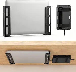 Universal Wall & Under Desk Laptop Mount and Charger Holder