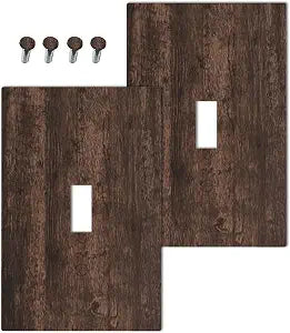 Decorative Light Switch Plate Covers Switch Cover Plate Dark Brown Size 1-Gang 5.0" x 3.0" (2 Pack)