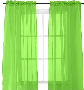 Elegant Comfort 2-Piece Sheer Panel with 2inch Rod Pocket - Window Curtains 40-inch Width X 84-inch Length, Lime