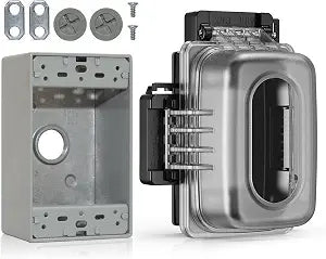 ELEGRP 1 Gang Weatherproof Exterior in Use Outlet Cover and Box Kit, Horizontal/Vertical Mount, Metallic Electrical Outlet Box, Heavy Duty in-Use Cover, UL/CUL Certified, 1 Pack