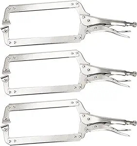 Hiceeden 3 Pcs 18 Inch Deep C Clamp with Swivel Pads, Heavy Duty Welding Clamps Welding Pliers, Adjustable Locking Pliers for Woodworking, Electrician Maintenance, Welding
