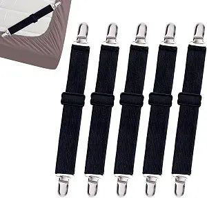 10 pcs Adjustable Bed Sheet Straps,Bed Sheet Clips from 14 to 39 Inch, Elastic Bed Fitted Sheet Holder ,Sheet Fastener Suspenders to Hold Sheet ,Mattress Covers,Sofa Cushion,Table Clothing,Black