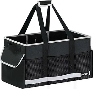 Upgrade Extra Large Utility Tote Bag with Reflective Strip, Standing Reusable Grocery Bags with Hard Bottom & 4 Sided Reinforced, Collapsible Utility Tote with Handles for Shopping, Beach, Car