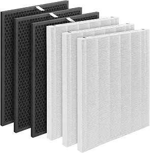116130 Replacement Filter H Compatible with Winix 5500-2 Purifier and Models AM80, 3-Set Include 3Filters + 3Activated Carbon Filters