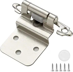Satin Nickel Cabinet Hinges Self Closing, 3/8 Inch, 20 Pack (10 Pairs)