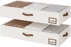 StorageWorks 6 Inch Low Profile Under Bed Storage Containers with Clear Lid