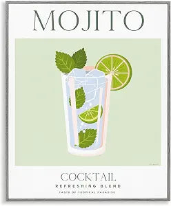 Tropical Mojito Cocktail Still Life, 16 x 20 Inch Framed Gicle Print