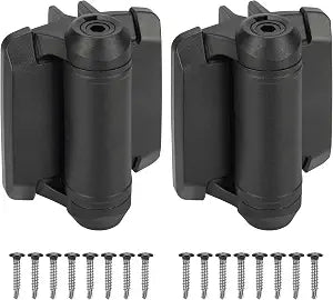 Heavy Duty Self Closing Gate Hinges with Safety Cap,Pool Gate Hinges with Alignment Legs No Rust and Adjustable Fence Hinges Kit for Outdoor Metal Gate,Vinyl Gates,Wood Gate,Black,2 Count