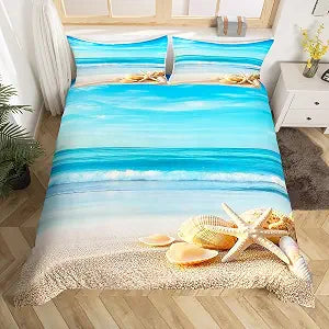 Feelyou Beach Theme Duvet Cover Queen Size Kids Boys Girls