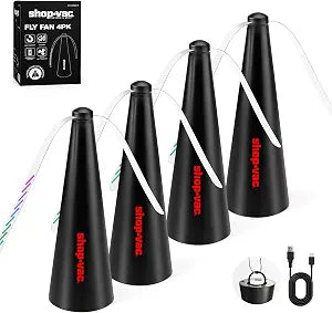 Shop-Vac Fly Fans for Tables Rechargeable 4 Pack, Portable Outdoor Food Fan