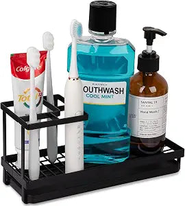 Toothbrush Holders Toothpaste Organizer Bathroom Accessories, Matte Black