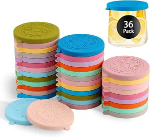 Oui Yogurt Jar Lids Silicone | 36 Pack Colorful Covers Fit For 5 Oz Oui Yogurt Glass Jars | Perfect For Oui Yogurt Bottle with Label | Lids Only | Food-Grade/Leakproof/Reusable
