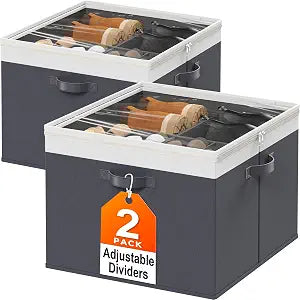 StoreHappily Shoe Organizer for Closet - 2 Packs Hold up to 32 Pairs, Gray