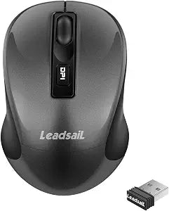 Leadsail Wireless Slim Cordless Mouse, 2.4G USB Mouse for Laptop, Desktop, MacBook - Less Noise, Optical, 4 Buttons
