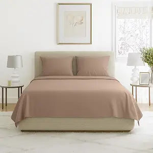 Sheets for Queen Size Bed - 4-Piece Wrinkle Resistant Brushed Microfiber Sheet Set - 2 Pillowcases, Flat, and Fitted Sheets by Lavish Home (Taupe)