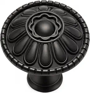 trust4care 30-Pack Farmhouse Matte Black Sunflower 1.2" Cabinet Drawer Knob