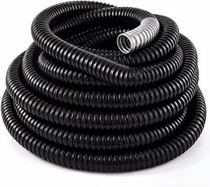 Hicarer 25 ft 1 Pcs 1" PVC Coated Galvanized Steel Flexible Conduit, Black Liquid-tight Electrical Conduit for Cable Management & Wire Protection