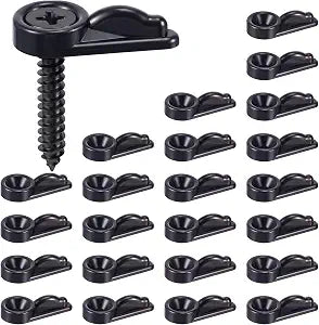 Blulu 24 Pack Flush Cabinet Glass Retainer Clips Window Screen Clip with Screws Offset Clips for Fastens Glass Cabinet Doors Storm Window, Screen Door Clip (Black)