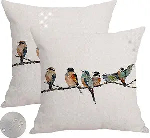 Teal Blue Bird Outdoor Pillow Covers 18x18 Set of 2 Waterproof
