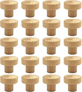 WEICHUAN Solid Wood Cabinet Dresser Furniture Drawer Knobs, 20-Pack