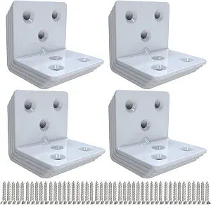 White Stainless Steel Corner Bracket,Joint Right Angle Bracket,L Shape Heavy Duty Metal Corner Brace Hardware Brackets Supporter for Wood Aufuga (16, 1.5x1.2x1.2)