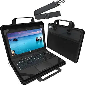 UZBL 11-11.6 Inch Zip Lite Always-on Chromebook Protective Hard Shell Case with Pouch & Shoulder Strap, Fits MacBook Neo 13 inch