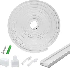 Silicone LED Channel System, Neon Effect Diffuser for Up to 10mm LED Strip Light, Flexible Silicone LED Channel, Aluminum Profile Alternative, 16.4FT/5M Suit for Indoor Outdoor Lighting Projects
