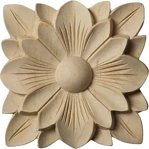 3 1/2"W x 3 1/2"H x 1/2"P Springtime Rosette, Rubberwood