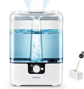 CHIVALZ Humidifiers for Bedroom Large Room, 6L Cool Mist Top Fill Humidifier with Essential Oil Diffuser, 26dB Quiet Ultrasonic Humidifier for Baby Nursery Plants, 50H Runtime Night Light 1 Pack White