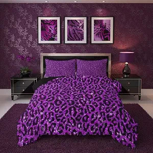 jejeloiu Leopard Bedding Set Adults Girls Comforter Set Queen Size Duvet