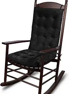 ELFJOY Rocking Chair Cushions Tufted High Back and Seat Cushion Black